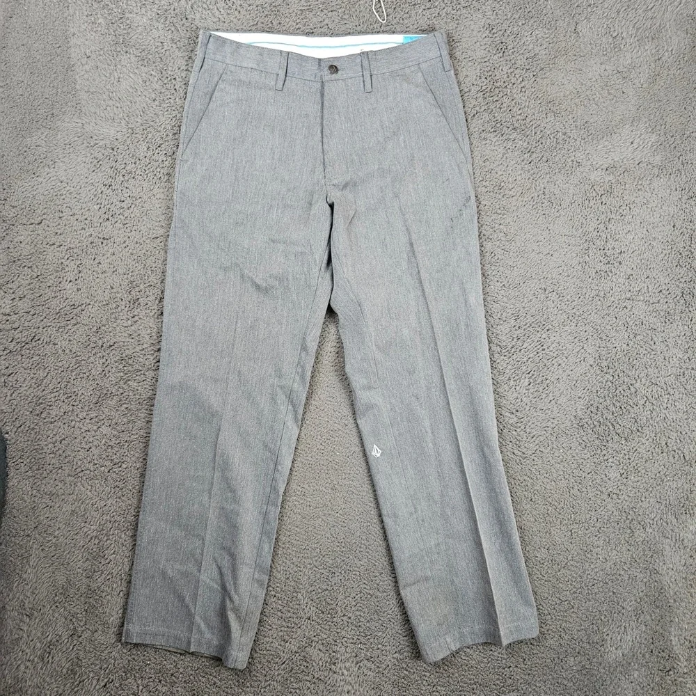 Volcom Mens Weirder Chino Pant Gray Straight Leg Skater Trousers Size 33 A113500